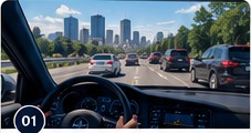 Dashcam view of traffic on the highway