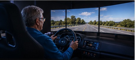Realistic driving simulator training setup
